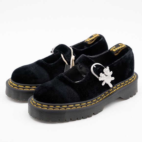 size 40EU 8.5 US Marc Jacobs Dr Martens Heaven Black Velvet Addina Mary Jane - Picture 1 of 11